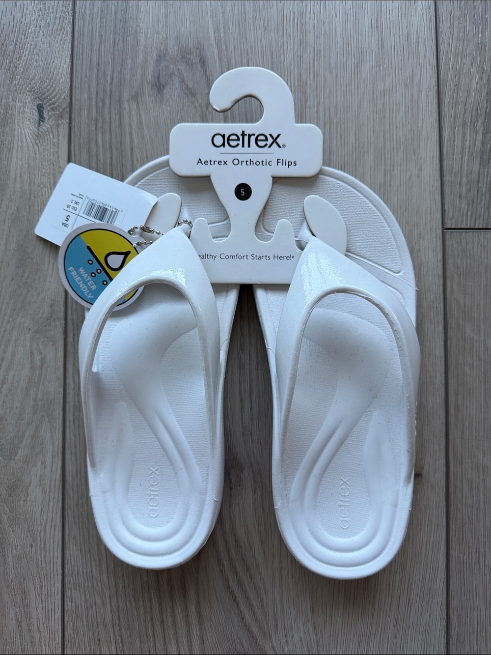 Aetrex Maui Orthotic Flips Sandals Women’s 5 NWT White Water Arch Support Beach